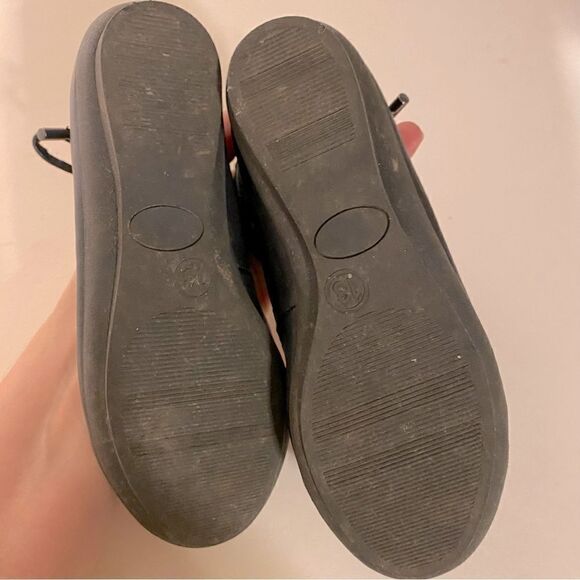 Candies faux leather black ballet slipper zipper back round toe flat shoes-13 - Picture 5 of 7